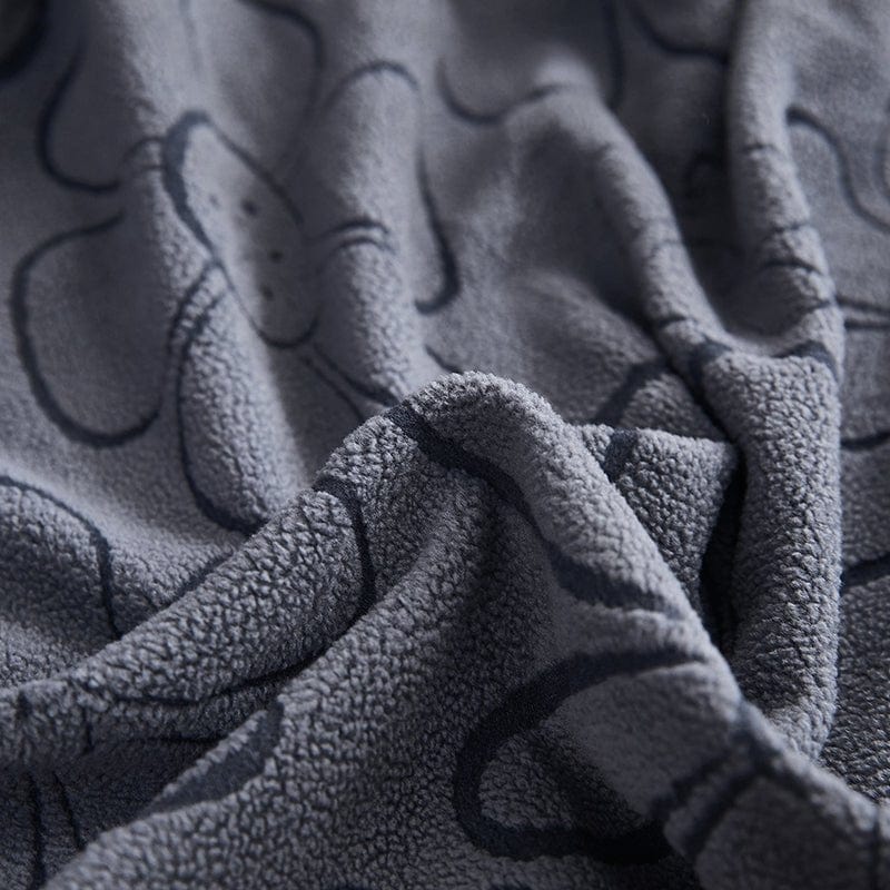 Gris - Housse polaire pour Coussin d'assise et dossier de Canapé - Motif Flower La Maison des Housses