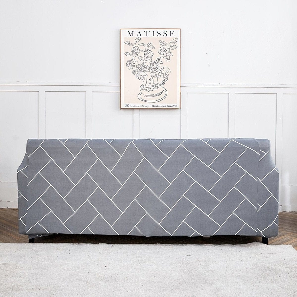 Housse canapé Gris Strip - Housses Extensibles de Fauteuil et Canapé La Maison des Housses