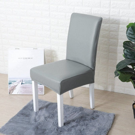 Housse chaise Gris - Housses Extensibles de chaise en simili cuir La Maison des Housses