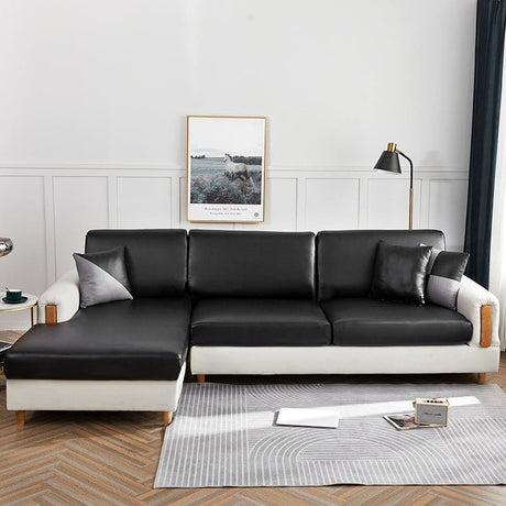 Noir - Housse en Simili cuir pour Coussin d'assise et dossier de Canapé La Maison des Housses