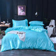 Parure de lit Bleu turquoise type satin - Drap housse / Housse de couette / 2 taies d'oreiller La Maison des Housses
