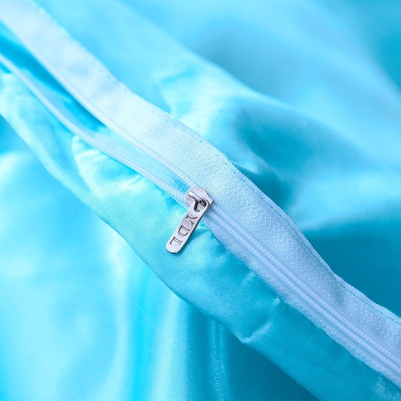Parure de lit Bleu turquoise type satin - Drap housse / Housse de couette / 2 taies d'oreiller La Maison des Housses