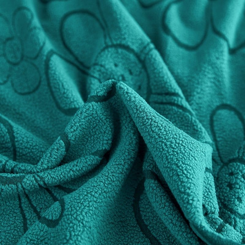 Vert jade - Housse polaire pour Coussin d'assise et dossier de Canapé - Motif Flower La Maison des Housses