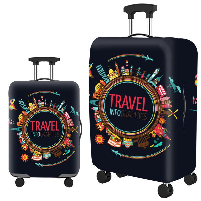 Housse de valise, motif couronne de monuments sur bleu nuit
