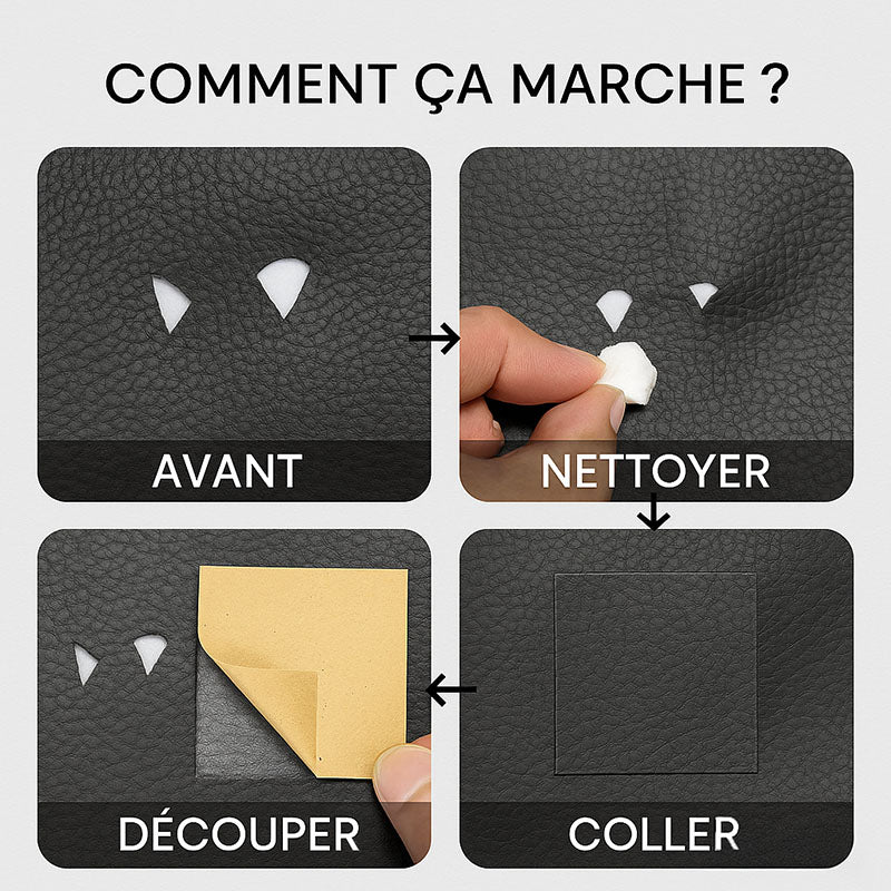 Patch Réparation Cuir Universel – Réparpatch Auto-Adhésif pour Tous Types de Cuir (50x138cm)