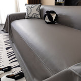 Jeté de Canapé en Simili Cuir Imperméable Gris