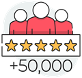 Icône symbolisant plus de 50 000 clients satisfaits par les produits de La Maison des Housses.