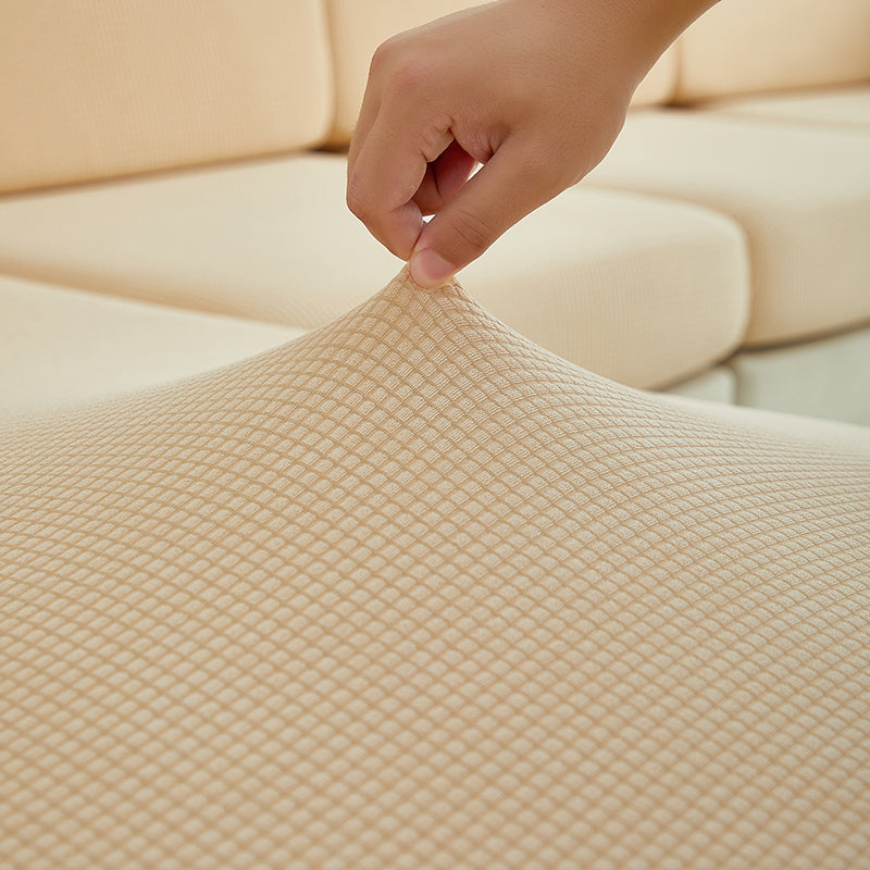 Housse de coussin de canapé déperlante, Sable, posée sur les coussins d'assise et de dossier d'un canapé — vue 6