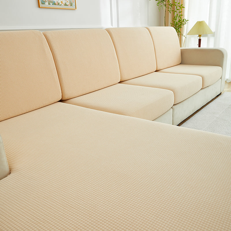 Housse de coussin de canapé déperlante, Sable, posée sur les coussins d'assise et de dossier d'un canapé — vue 3