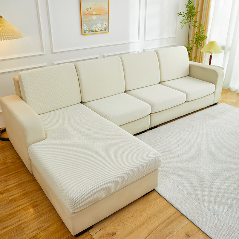 Housse de coussin de canapé déperlante, Blanc perle, posée sur les coussins d'assise et de dossier d'un canapé — vue 2
