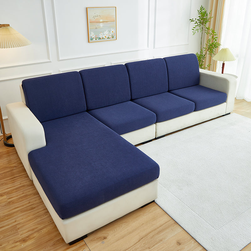 Housse de coussin de canapé déperlante, Bleu indigo, posée sur les coussins d'assise et de dossier d'un canapé — vue 2