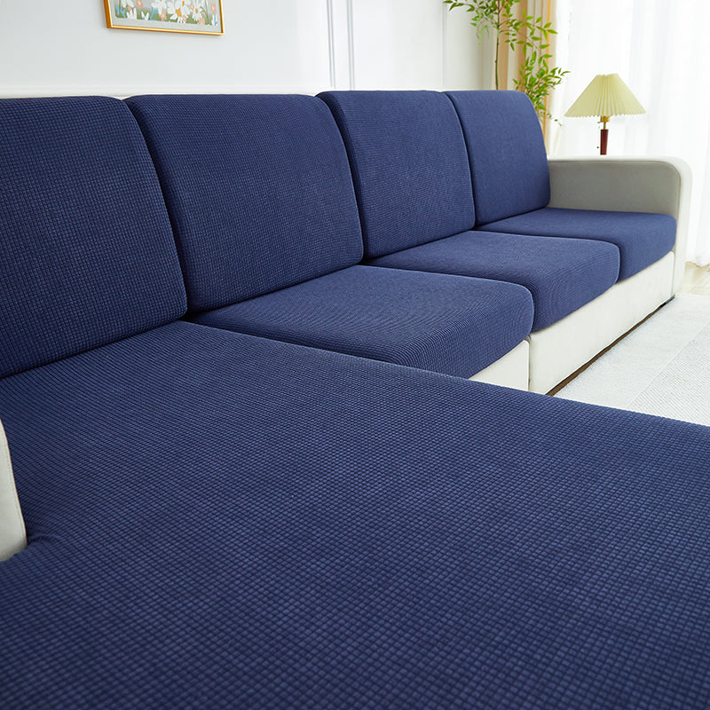 Housse de coussin de canapé déperlante, Bleu indigo, posée sur les coussins d'assise et de dossier d'un canapé — vue 3