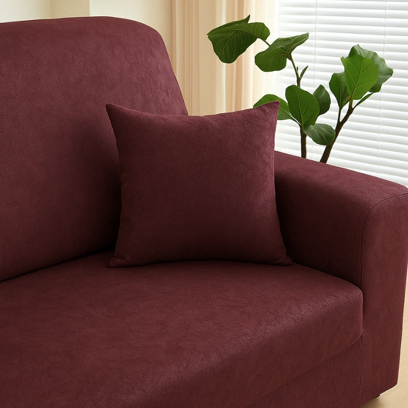 Bordeaux - 2 pièces - Housses de Coussin en Simili cuir Imperméable 40x40cm