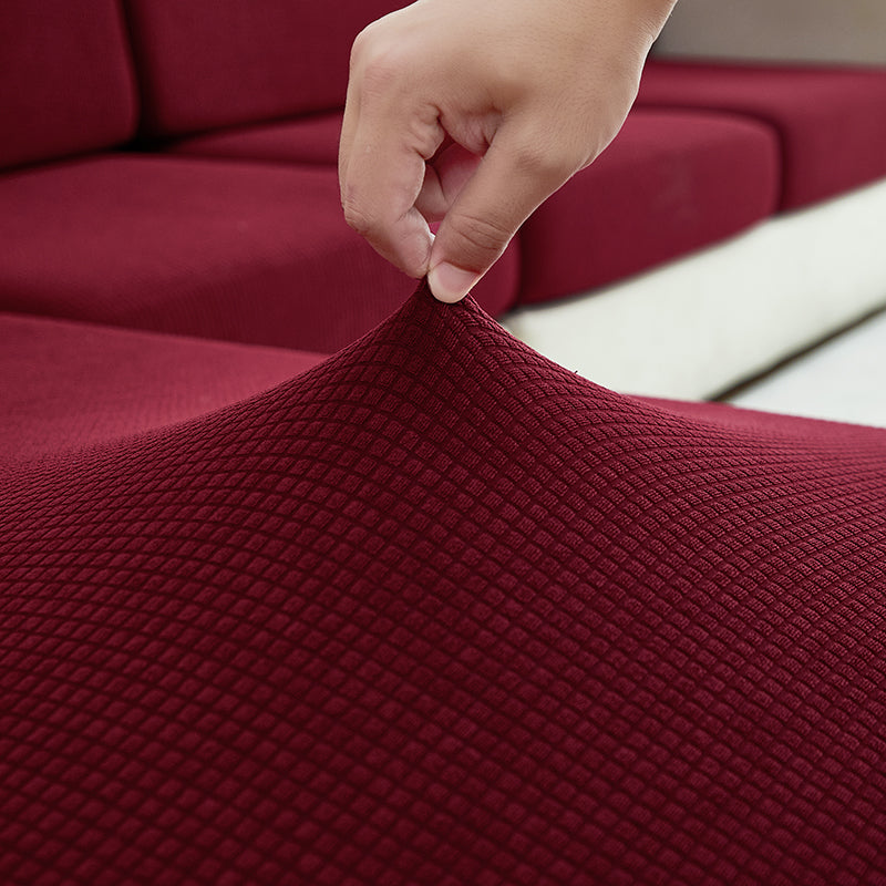 Housse de coussin de canapé déperlante, Bordeaux foncé, posée sur les coussins d'assise et de dossier d'un canapé — vue 6