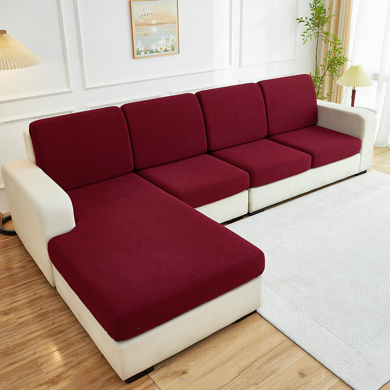 Housse de coussin de canapé déperlante, Bordeaux foncé, posée sur les coussins d'assise et de dossier d'un canapé — vue 2