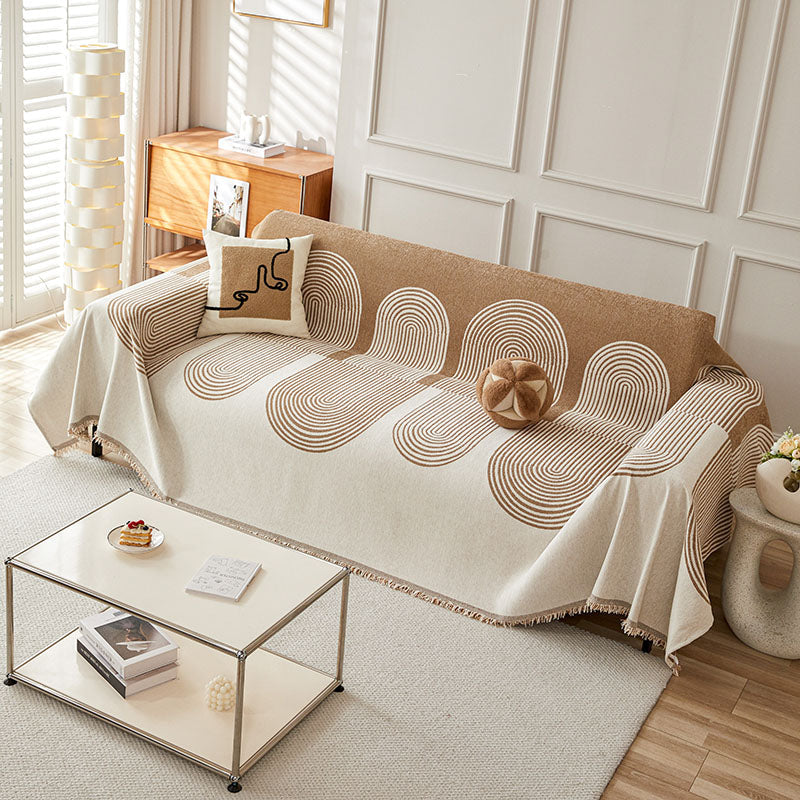 Jeté de canapé tissé Camel arches, posé et drapé sur un canapé — vue 2