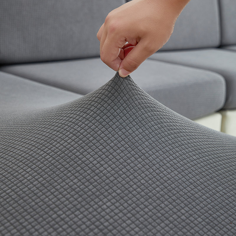 Housse de coussin de canapé déperlante, Gris clair, posée sur les coussins d'assise et de dossier d'un canapé — vue 6