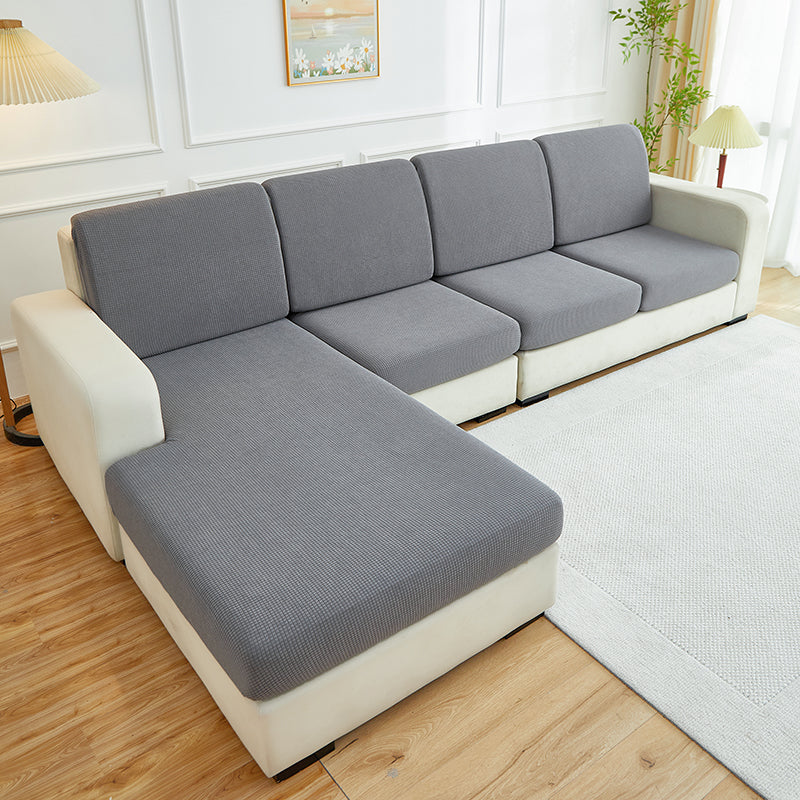 Housse de coussin de canapé déperlante, Gris clair, posée sur les coussins d'assise et de dossier d'un canapé — vue 2
