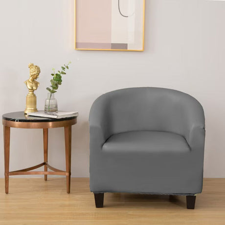Housse de fauteuil cabriolet en simili cuir, Gris galet, posée sur un fauteuil cabriolet