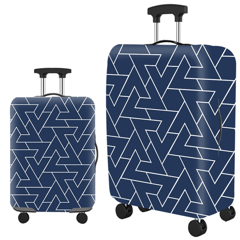 Housse de valise, motif triangles blancs sur bleu marine