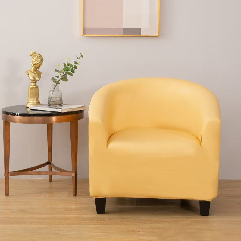 Housse de fauteuil cabriolet en simili cuir, Jaune doré, posée sur un fauteuil cabriolet