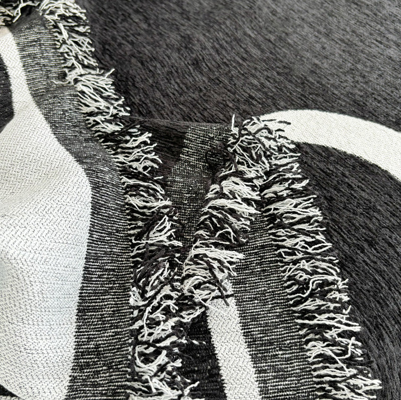 Jeté de Canapé Tissé Lettres Modernes Noir