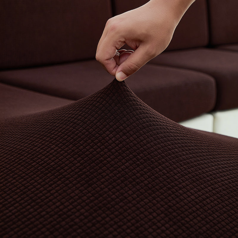Housse de coussin de canapé déperlante, Chocolat, posée sur les coussins d'assise et de dossier d'un canapé — vue 6