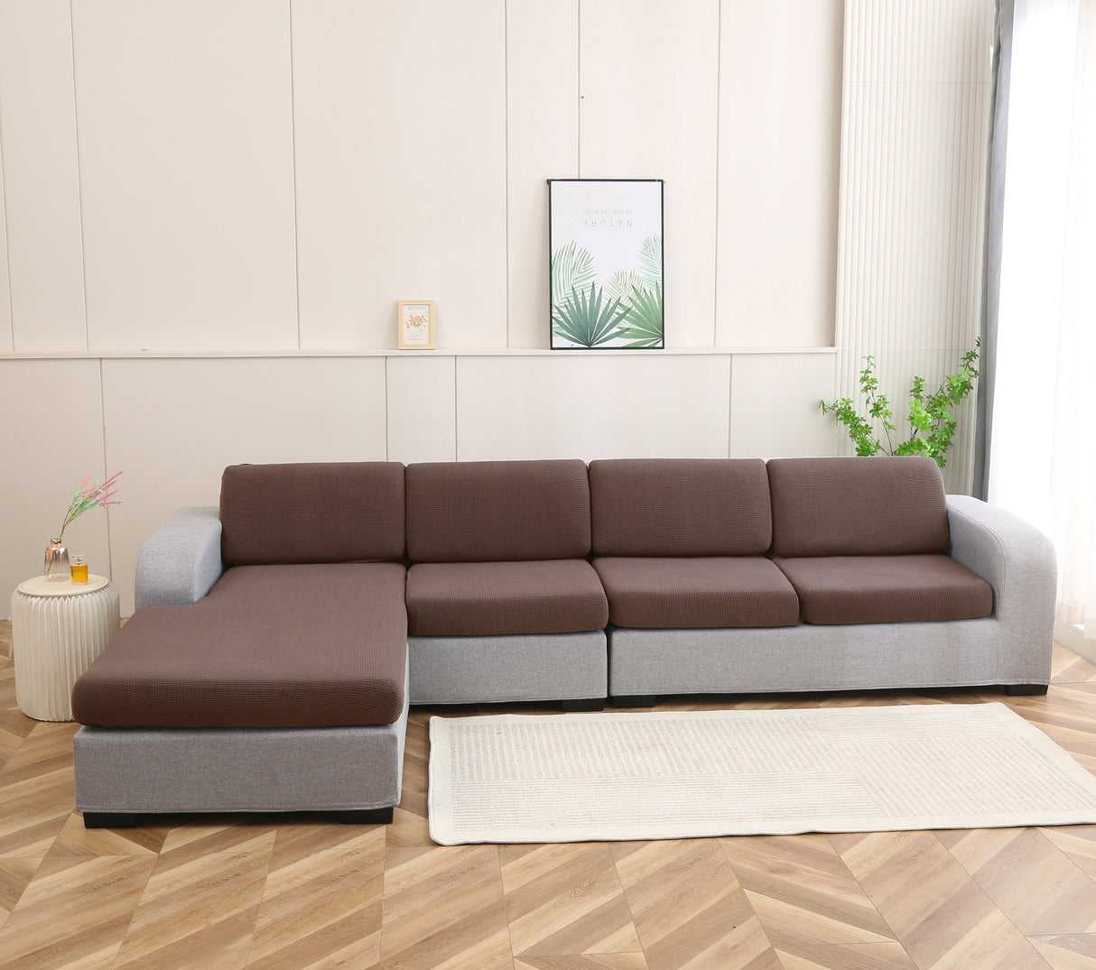 EasyDrap™ Marron clair - Housse Déperlante Pour Coussin de Canapé
