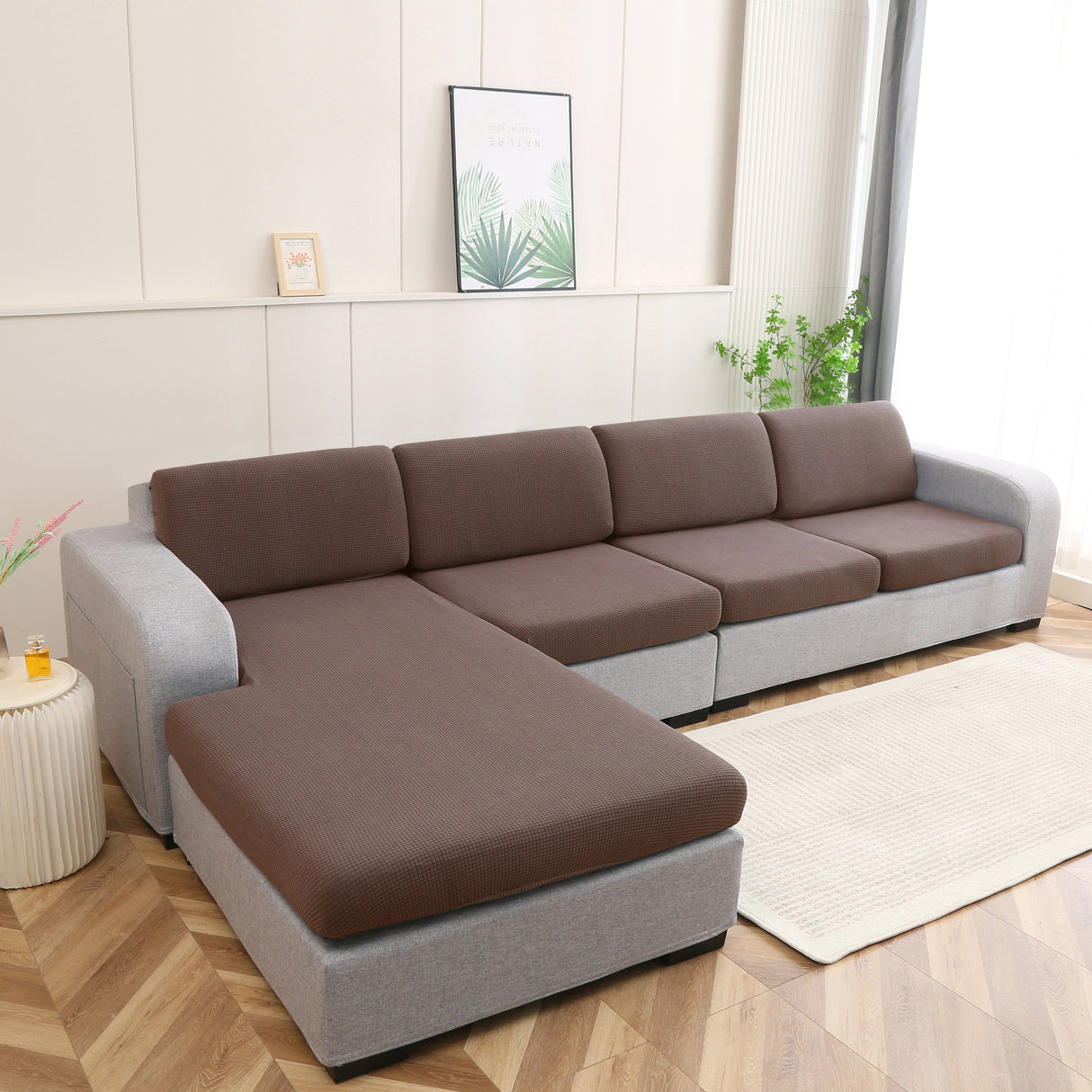 EasyDrap™ Marron clair - Housse Déperlante Pour Coussin de Canapé