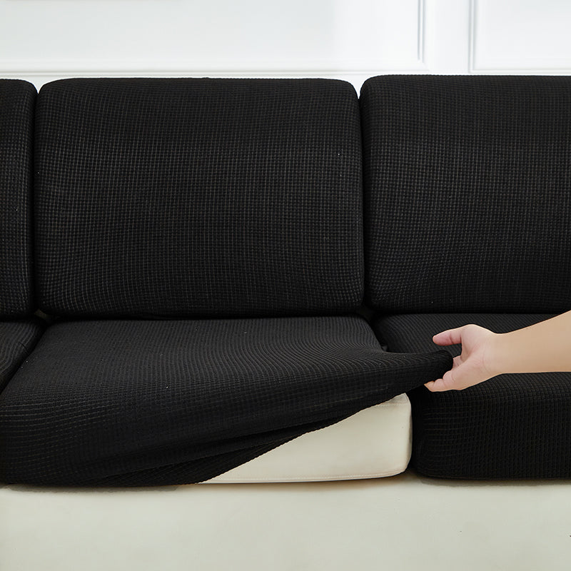 Housse de coussin de canapé déperlante, Noir, posée sur les coussins d'assise et de dossier d'un canapé — vue 4
