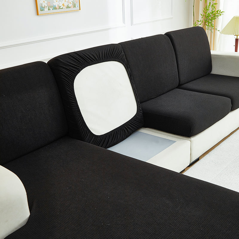 Housse de coussin de canapé déperlante, Noir, posée sur les coussins d'assise et de dossier d'un canapé — vue 5