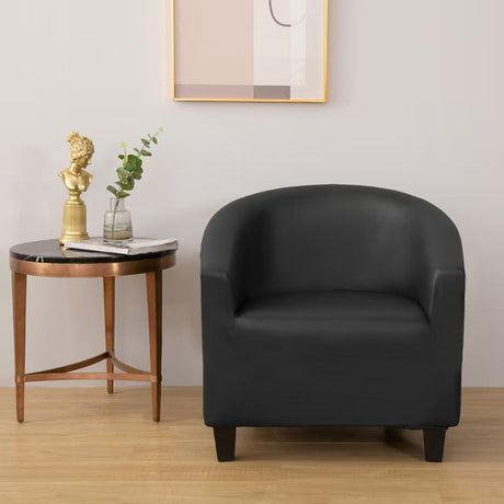 Housse de fauteuil cabriolet en simili cuir, Noir onyx, posée sur un fauteuil cabriolet