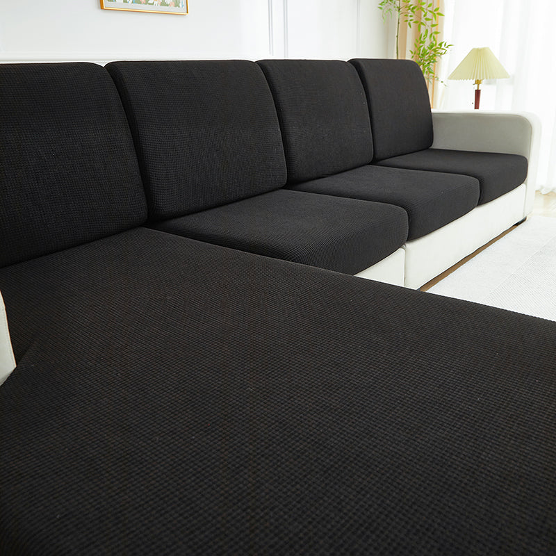 Housse de coussin de canapé déperlante, Noir, posée sur les coussins d'assise et de dossier d'un canapé — vue 3