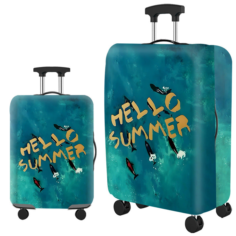 Housse de valise, motif lagon turquoise et poissons