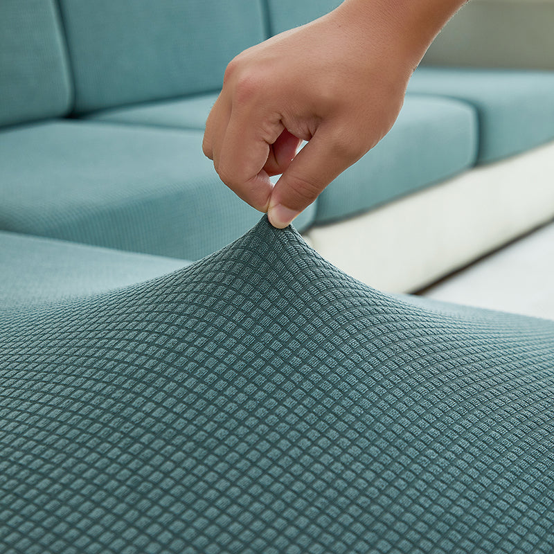 Housse de coussin de canapé déperlante, Vert-de-gris, posée sur les coussins d'assise et de dossier d'un canapé — vue 6