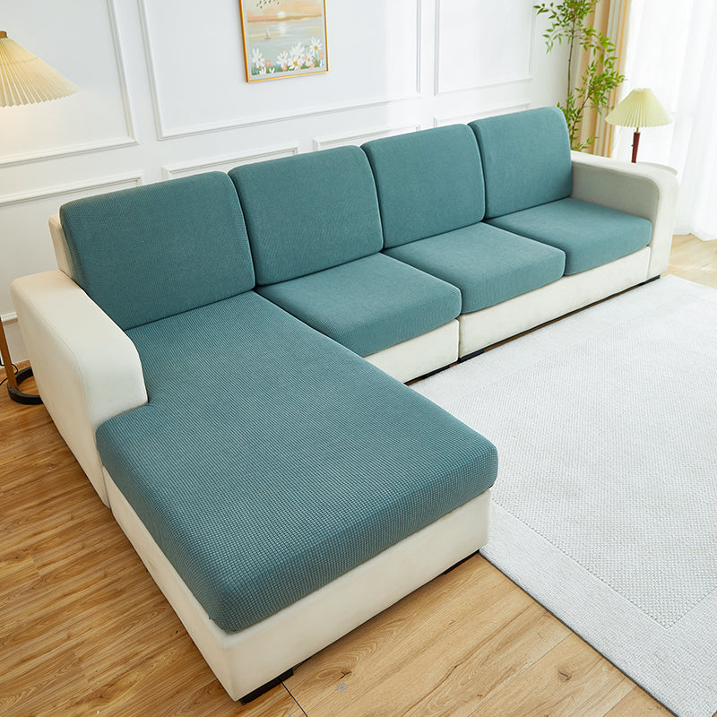 Housse de coussin de canapé déperlante, Vert-de-gris, posée sur les coussins d'assise et de dossier d'un canapé — vue 2