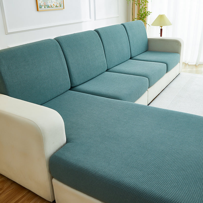 Housse de coussin de canapé déperlante, Vert-de-gris, posée sur les coussins d'assise et de dossier d'un canapé — vue 3