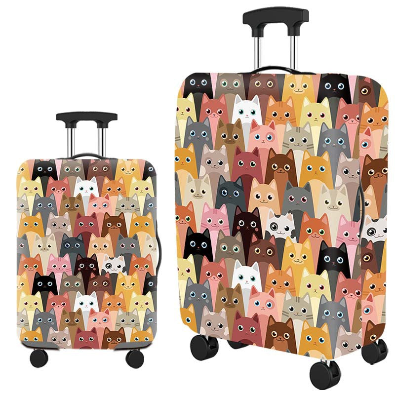 Housse de valise, motif chats dessinés multicolores