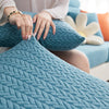 Bleu ciel - Housse polaire pour coussins de canapé - Motif Wool La Maison des Housses