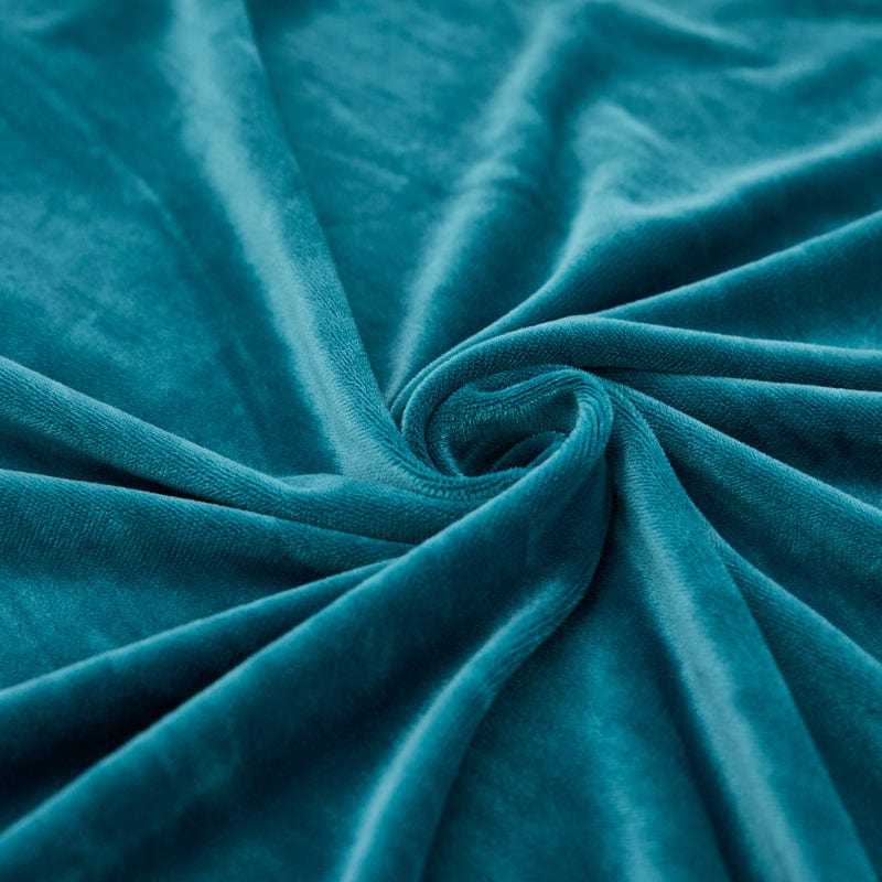 Housse de coussin de canapé en velours, Bleu paon, posée sur les coussins d'assise et de dossier d'un canapé — vue 7