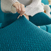 Bleu turquoise - Housse polaire pour coussins de canapé - Motif Laine La Maison des Housses