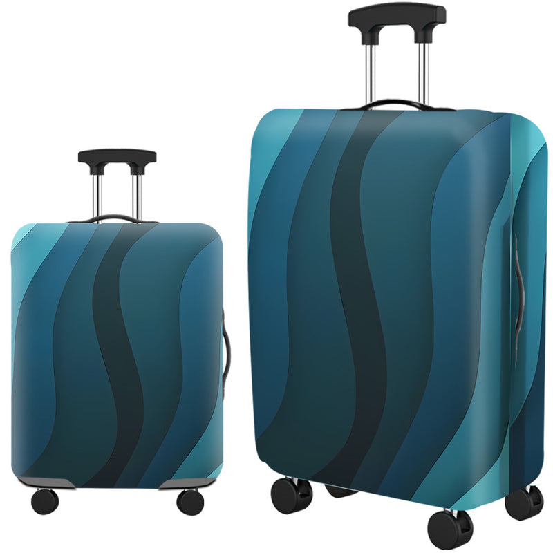 Housse de valise, motif vagues bleu-vert