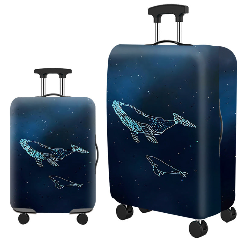 Housse de valise, motif baleines sur ciel étoilé