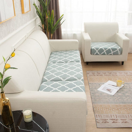Housse pour coussin de canapé — Vert d'eau treillis