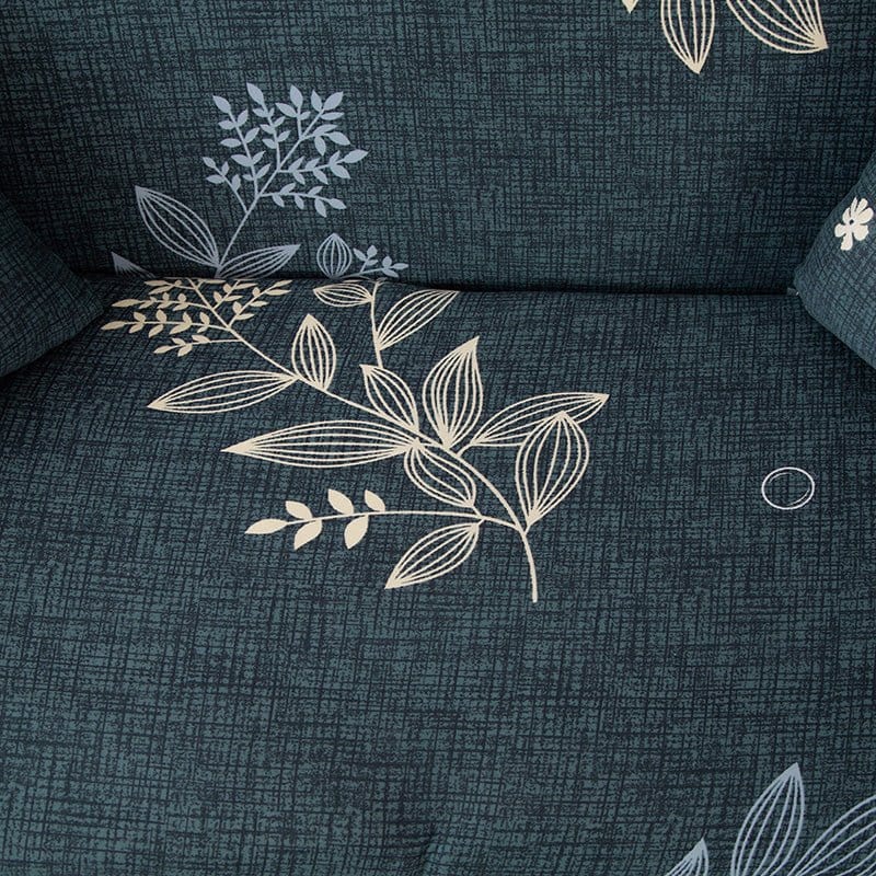 Housse de canapé déperlante Bleu ardoise feuilles blanches — vue 8
