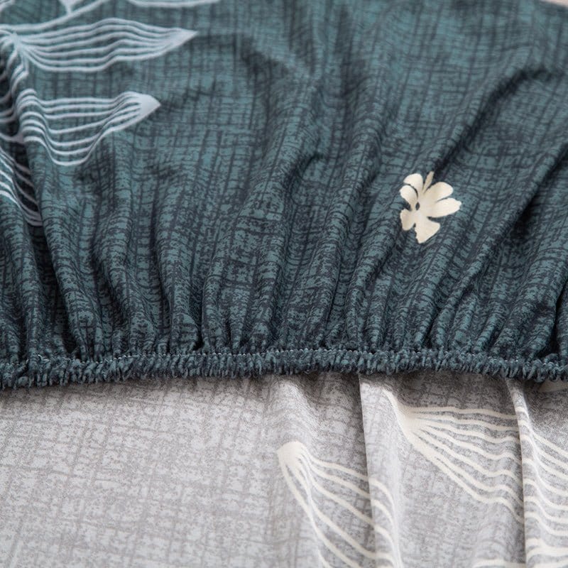 Housse de canapé déperlante Bleu ardoise feuilles blanches — vue 9