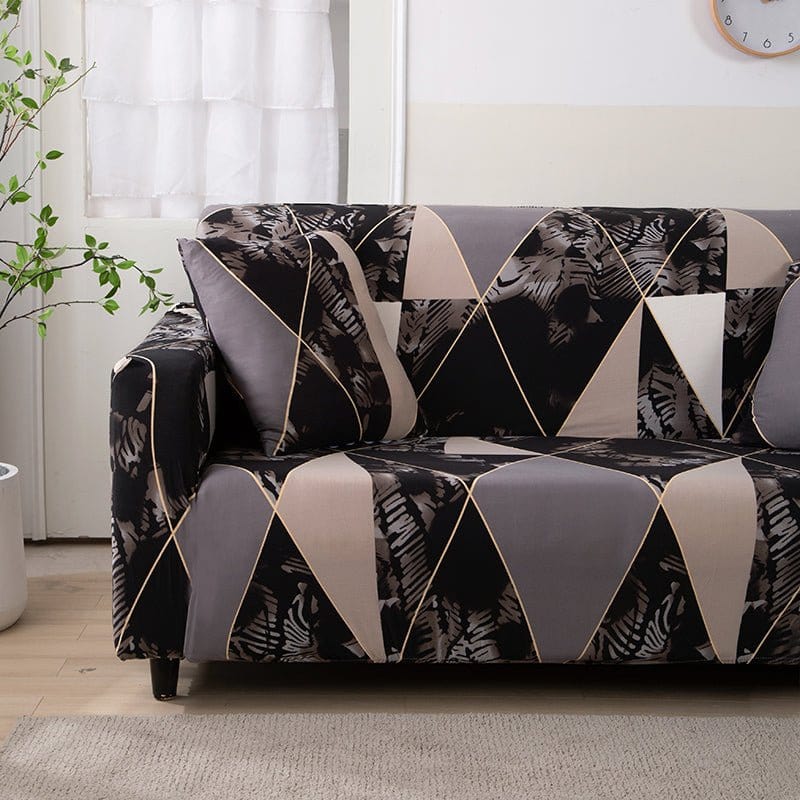 Housse de canapé déperlante Triangles mauve et doré — vue 5