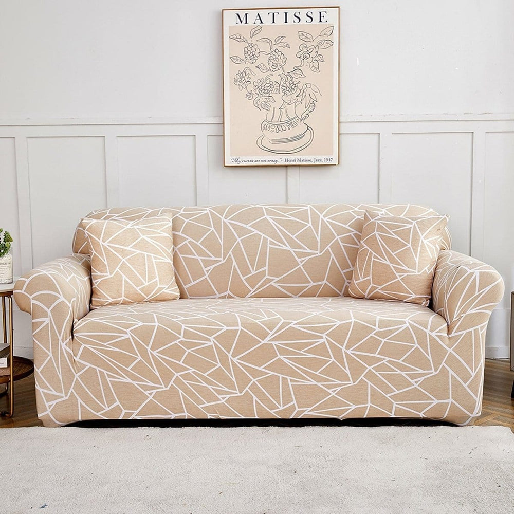 Housse de canapé extensible Beige graphique