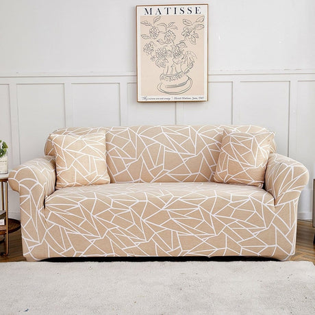 Housse de canapé extensible Beige graphique