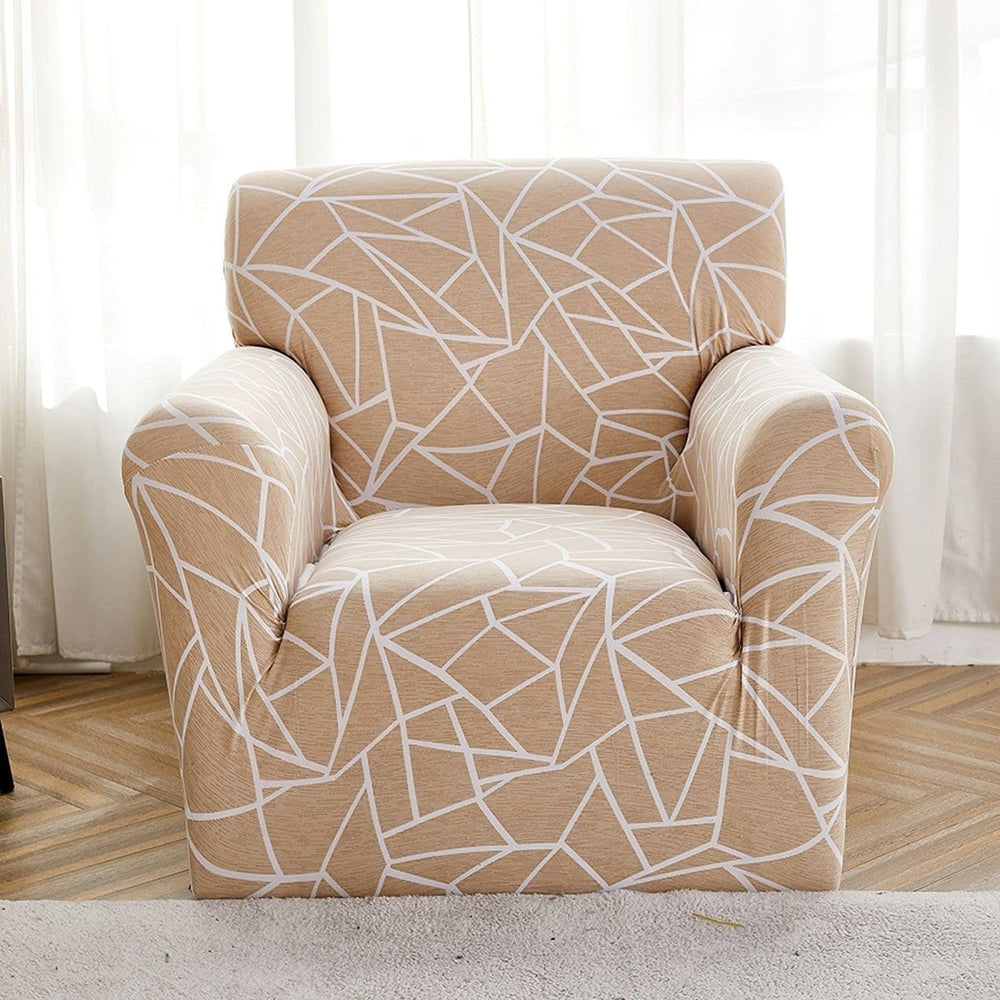 Housse de fauteuil extensible Beige graphique